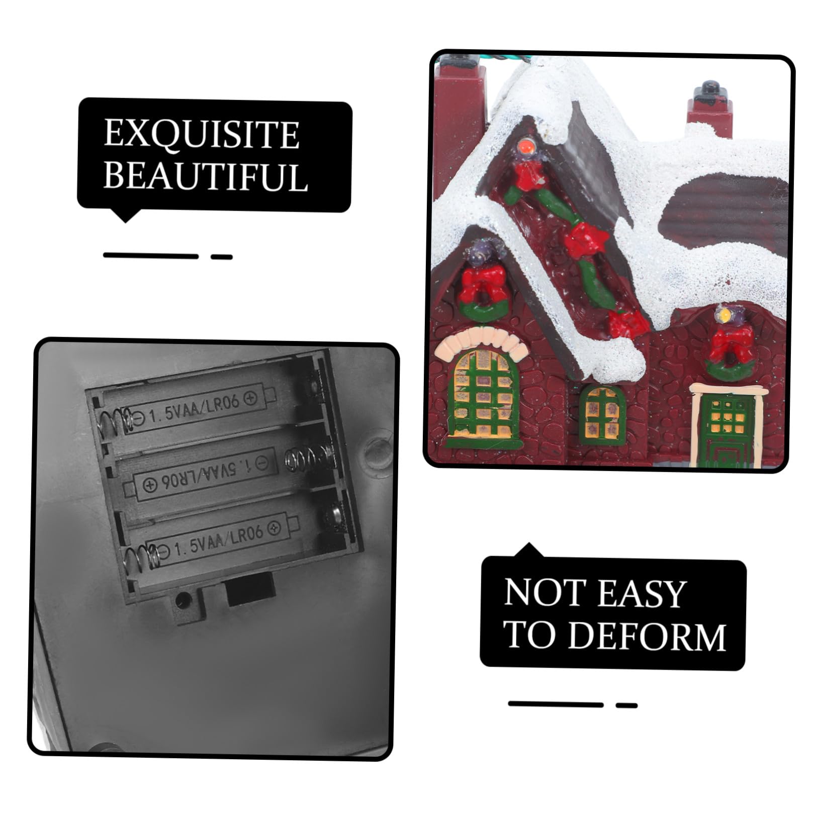 Toyvian Carillon Natalizio Casetta Luminosa di Natale senza Batterie Decorazione Invernale per Casa con Musica e Luci per Addobbi Natalizi