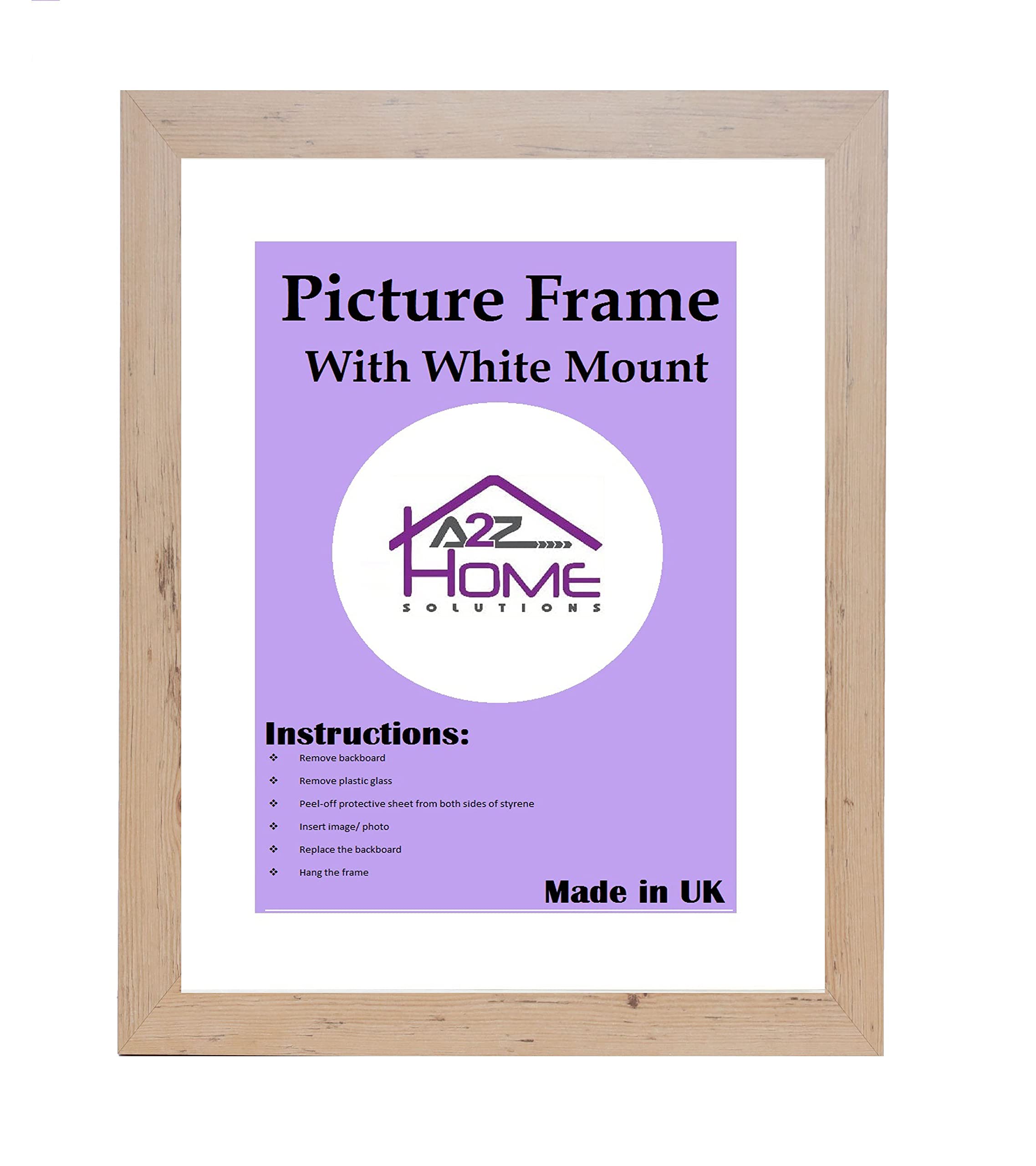 A2Z Home Solutions® Wall Poster Picture Frame With Mount to Hang Portrait or Landscape Art Gallery Beech Photo Frame With White Mount- 45x55 cm Pic Size 35x45 cm