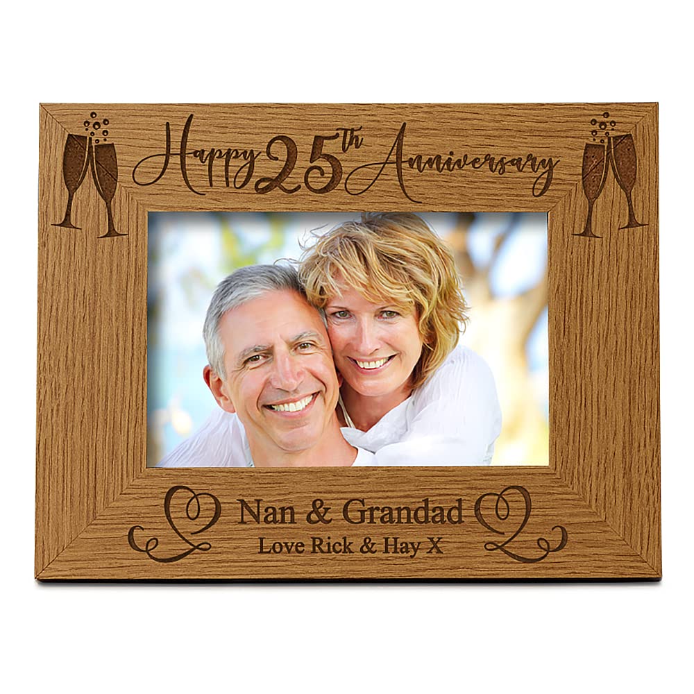 Personalised 25th Wedding Anniversary Wooden Photo Frame Gift (8 x 10 Inch)