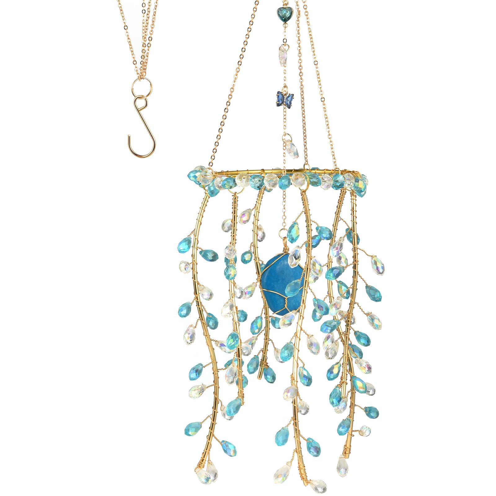 ZEPFJHE Crystal Suncatchers Window Hanging Branch Shape Sun Catchers Hanging Rainbow Makers Wind Chimes for Yard Garden Ornament Rainbow Makers Sun Catchers Window