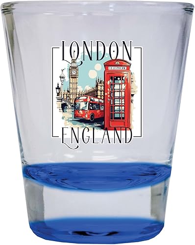 Miniatura 6 de R and R Imports London England Design C Souvenir - Vaso de chupito redondo de 1.5 onzas, color azul, paquete de 2