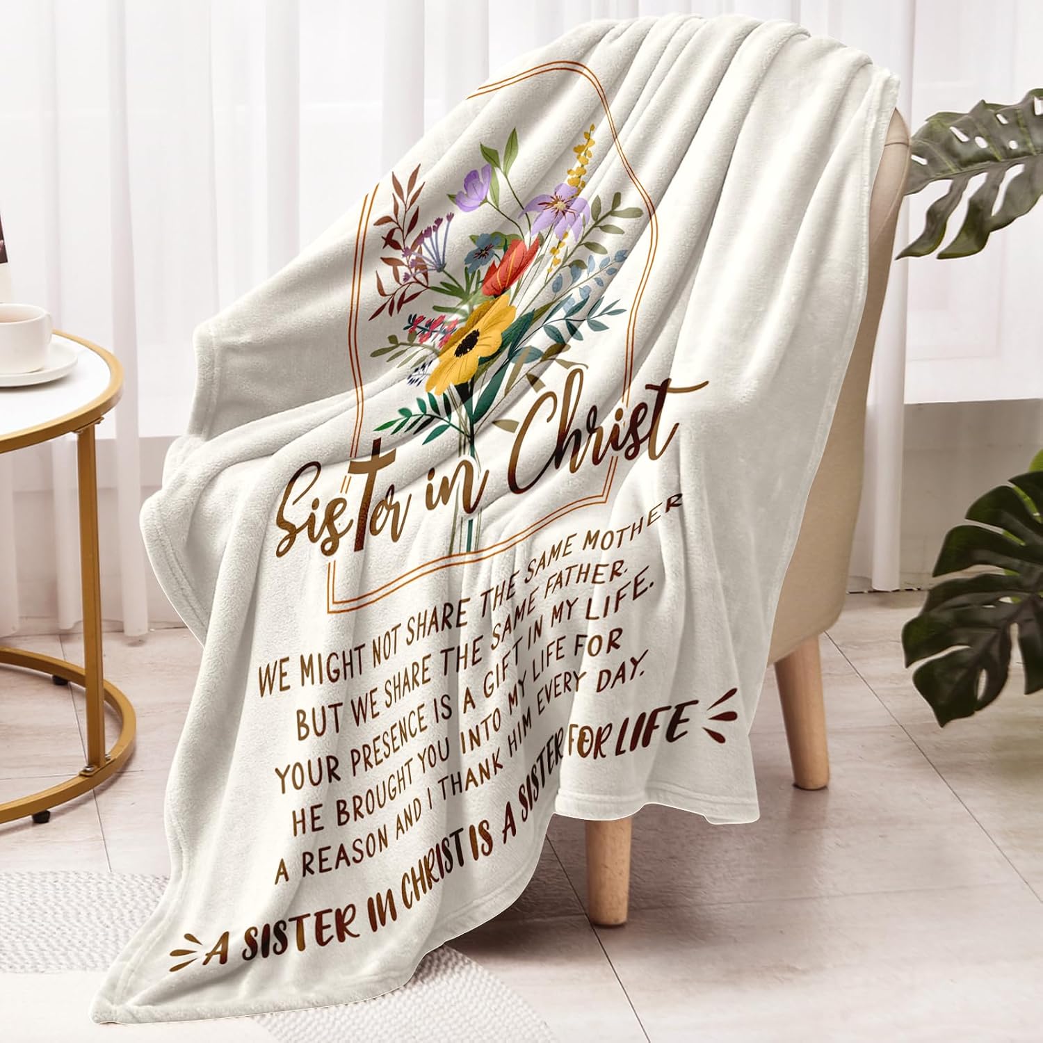 Sister Gifts Blanket, Christian Birthday Holiday Graduation Gifts for Sister, Sisters Gift from Sis, Soft Throw Blanket 60" x 50". - Image 2