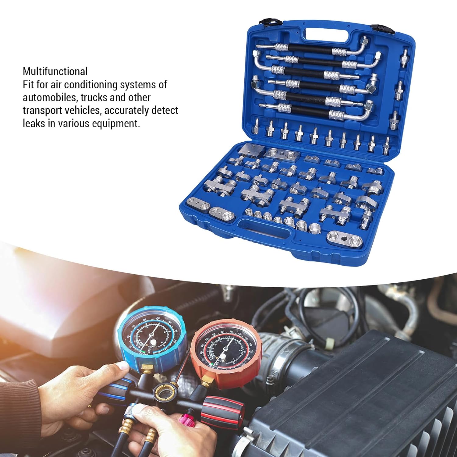 Luocute 56pcs Automotive Air Conditioner Leak Test Kit, Air Conditioning Leak Detector Detection Tools Auto Repair Tool for Car Truck, Air Conditioning Leak Detection Tools