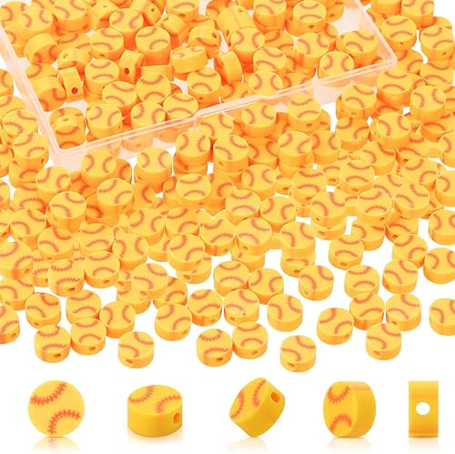 DREMISI - 150 cuentas de béisbol para hacer joyas, cuentas de béisbol y softbol de 0.394 pulgadas (0.394 in), cuentas deportivas de arcilla