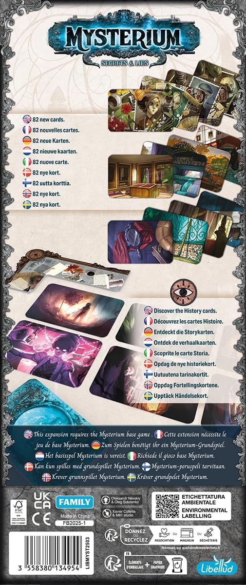 Asmodee Mysterium Secrets & Lies Board Game Expansion (2025 Refresh) - Cooperative Psychic Mystery Game for Familes, Kids & Adults, Ages 10+, 3-7 Players, 45 Minute Playtime