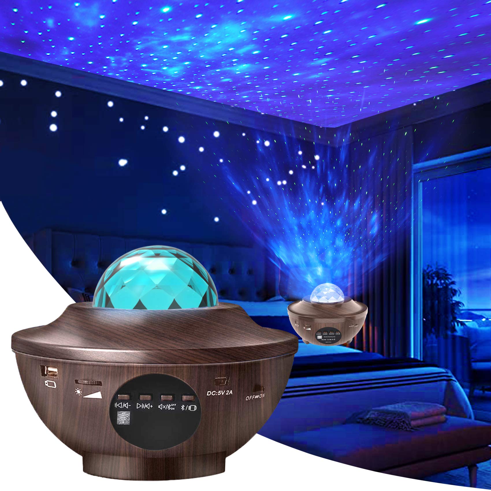 Star Projector Night Light, Galaxy Lights with Bluetooth Speaker, 3 in 1 Music Star Projector with LED Cloud Ocean Wave Projector Lights for Bedroom Adults Kids Christmas Gifts