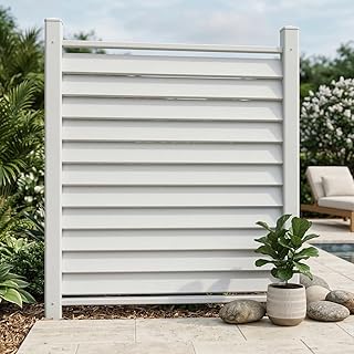 36" W X 45" H Outdoor Privacy Fence Panels Air Conditioner AC Fence Screens Kit Vinyl White Trash Garbage Can Enclosure, Plastic Picket Fence for Garden Patio Lawn - 1 Panel