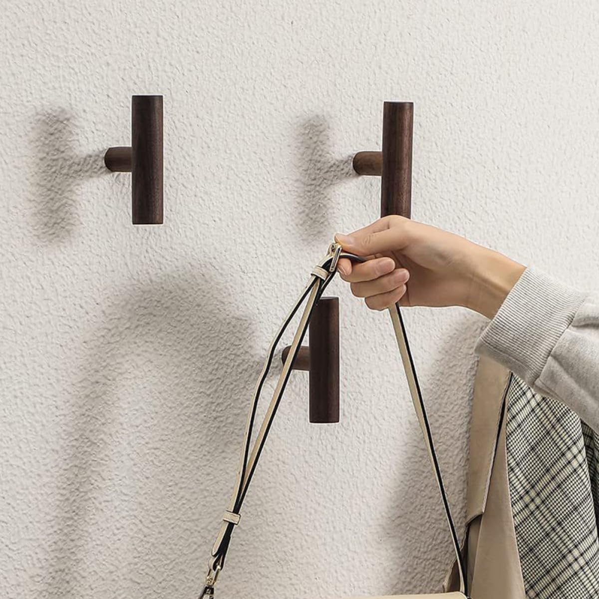 Ganchos de Pared Rústicos 4 Piezas de Madera para Toallas y Abrigos Multifuncionales Alta Capacidad de Carga para Baño y Dormitorio