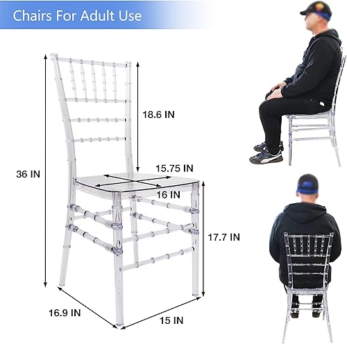 Miniatura 2 de Fohfurniture Juego de 4 sillas de acrílico transparente para eventos, sillas de comedor apilables transparentes para bodas, banquetes, eventos