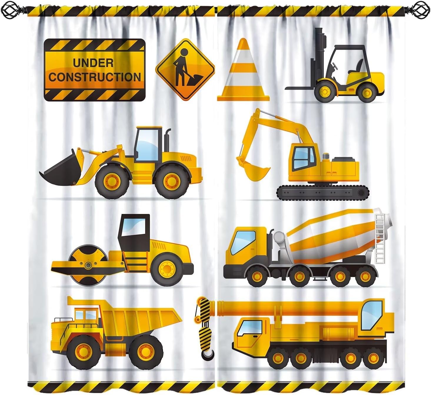 BAEKJIN Kids Truck Curtains for Boys Teens Bedroom Cartoon Construction Car Excavator Truck Bulldozer Tractor Blackout Rod Pocket Window Drapes Treatment for Living Room W21xL63in 2 Panels