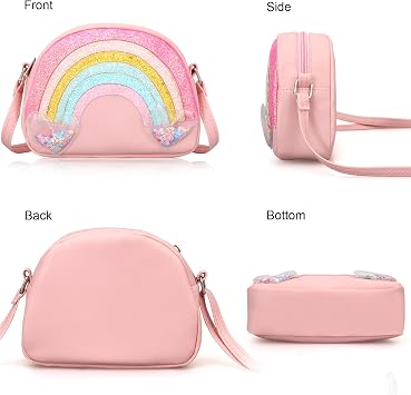 Cute Crossbody Bags for Little Girls Toddler Pink Rainbow Crossbody Bag Small Shoulder Bags Kids Wallet Crossbody Purse Handbag Cross Body Bag
