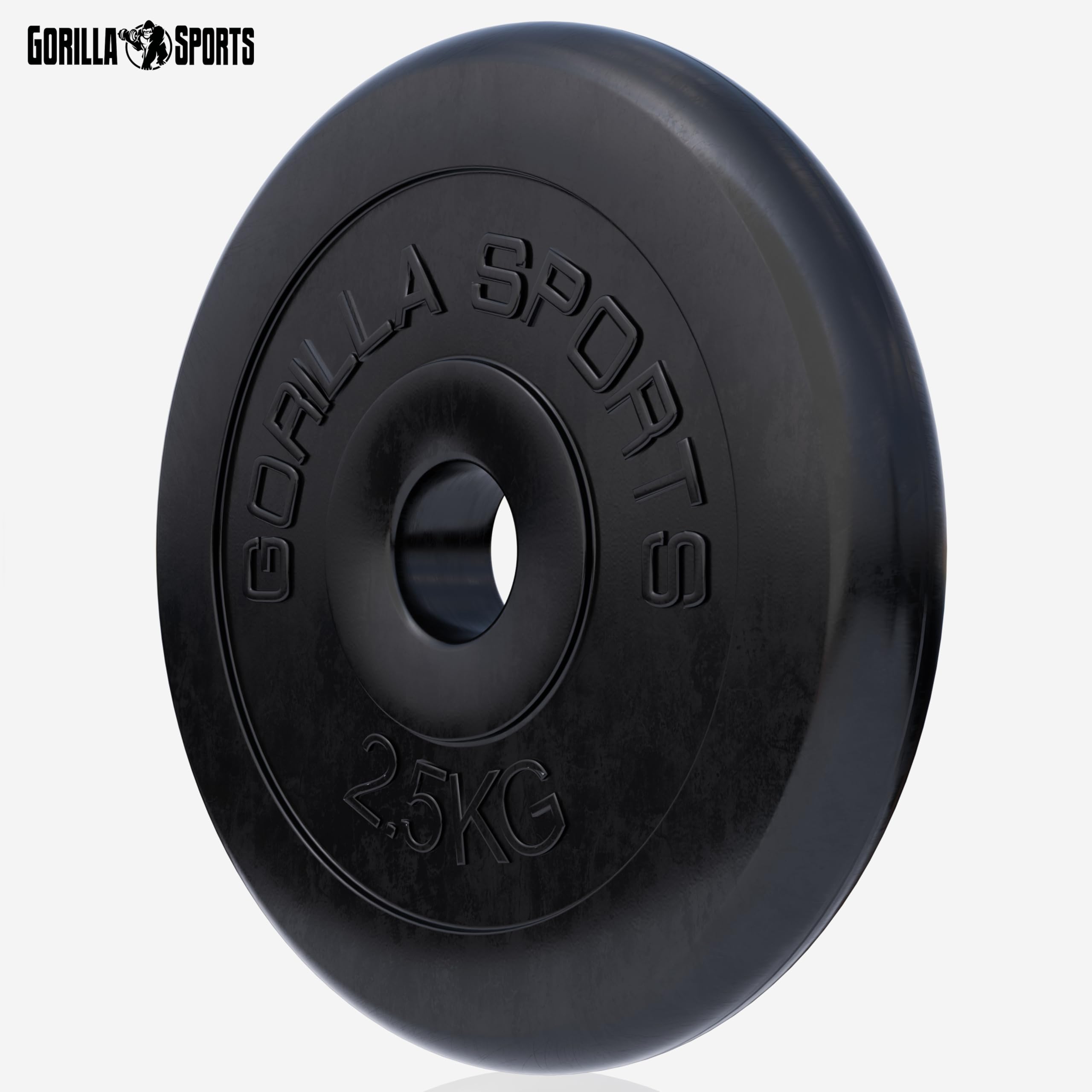 Gorilla Sports® Disques de Poids - Individuel/Ensemble, 1,25kg, 2kg, 2,5kg, 5kg, 10kg, 15kg, 20kg, 25kg, 27,5kg, 30kg, Ø 30/31mm, Noir - Disques d'Haltères, pour Musculation, Fitness, Domicile, Gym