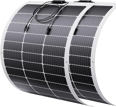 400W Flexible Solar Panels 2 x 200W Solar Panels   Monocrystalline, 24V/12V, Semi-Flexible  Off-Grid Charger for RVs, Boats, Cabins, Vans, Cars, Ideal for Uneven Surface