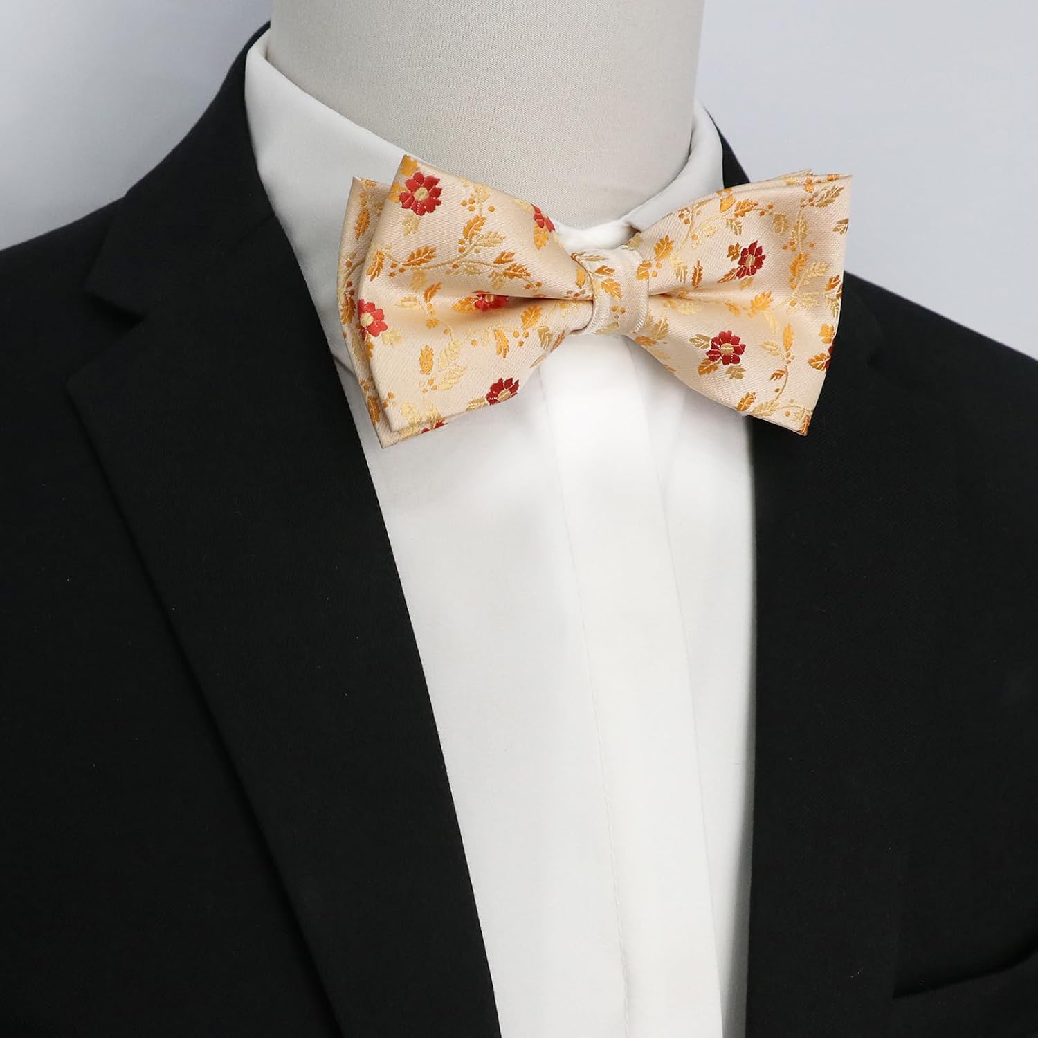 Pre-tied Floral Bow Ties for Men Adjustable Pattern Satin Bow Tie | Satin Finish, Wedding Accessories, Flower Design, Easy to Use, Comfortable and Soft, Adjustable Size, Versatile