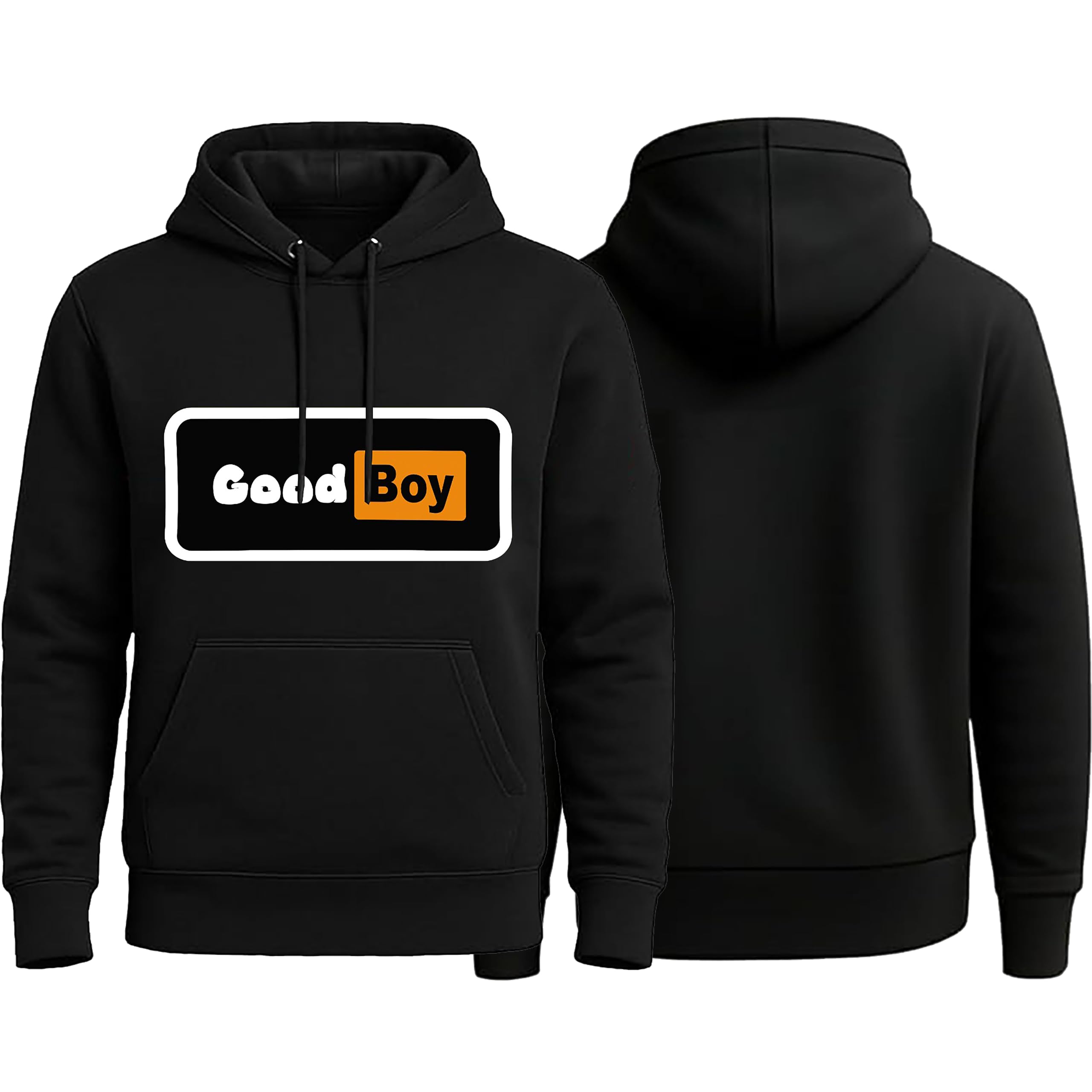 Premium Black Hoodie | Good BOY Graphic Print | 100% Cotton Unisex Hooded Sweatshirt | Every Day Casual-image-16
