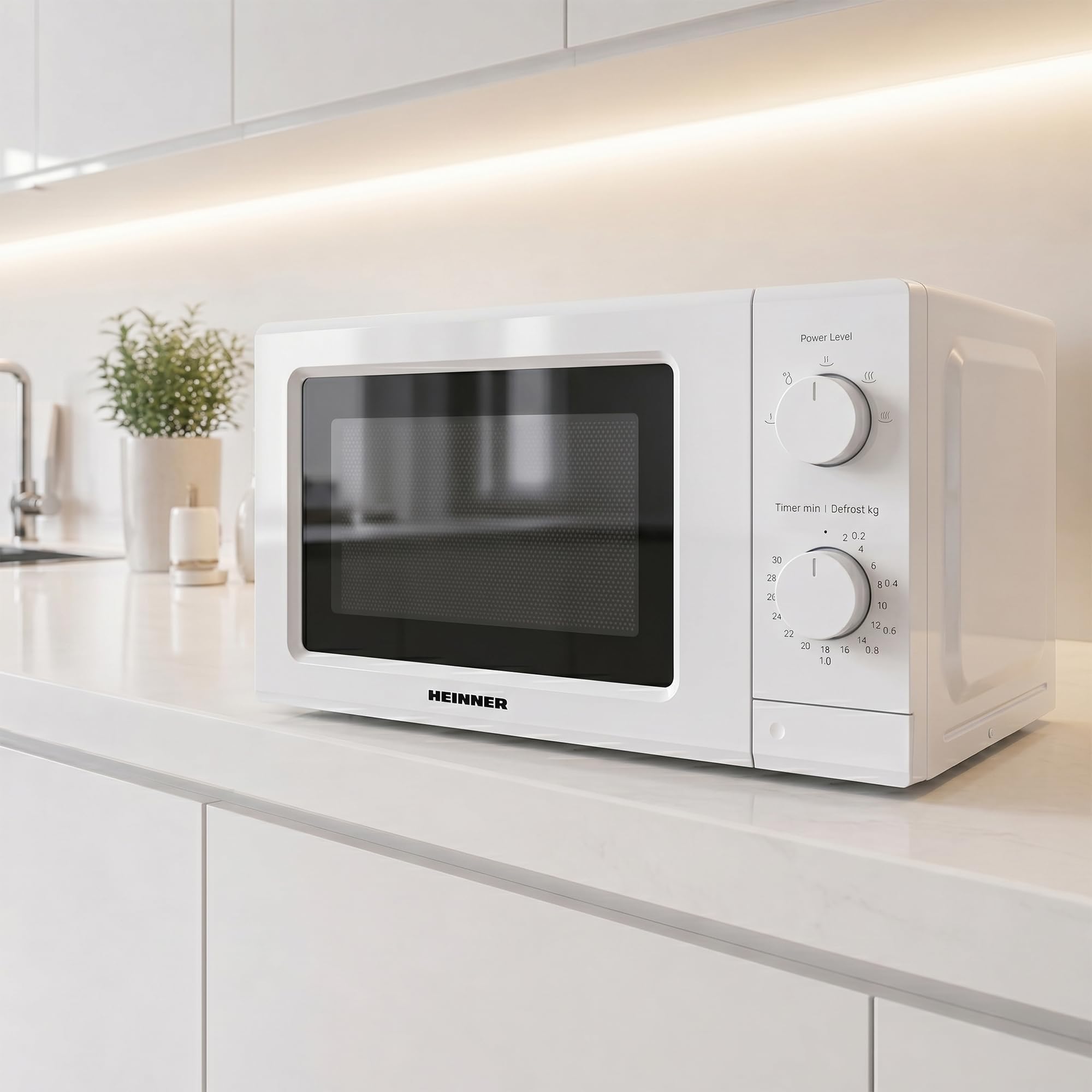 Mikrowelle 20 L Weiß – freistehend, 700 W mit 6 Leistungsstufen & Auftaufunktion, mechanische Drehknöpfe, 30-Min-Timer, einfache Bedienung, Mikrowelle ohne Grill für Küche, Senioren & Camping