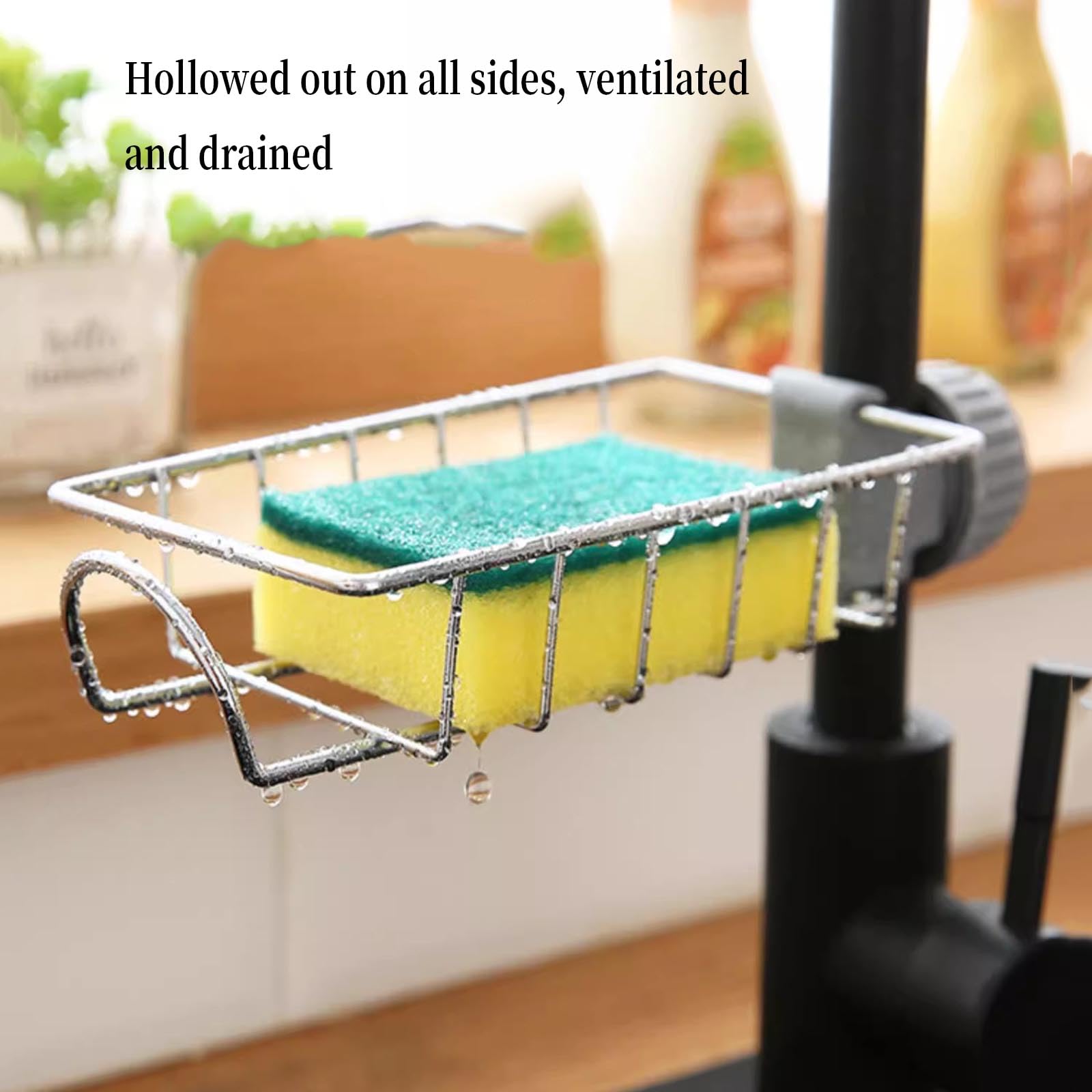 Panier de rangement pour évier de cuisine, porte-éponge en acier inoxydable