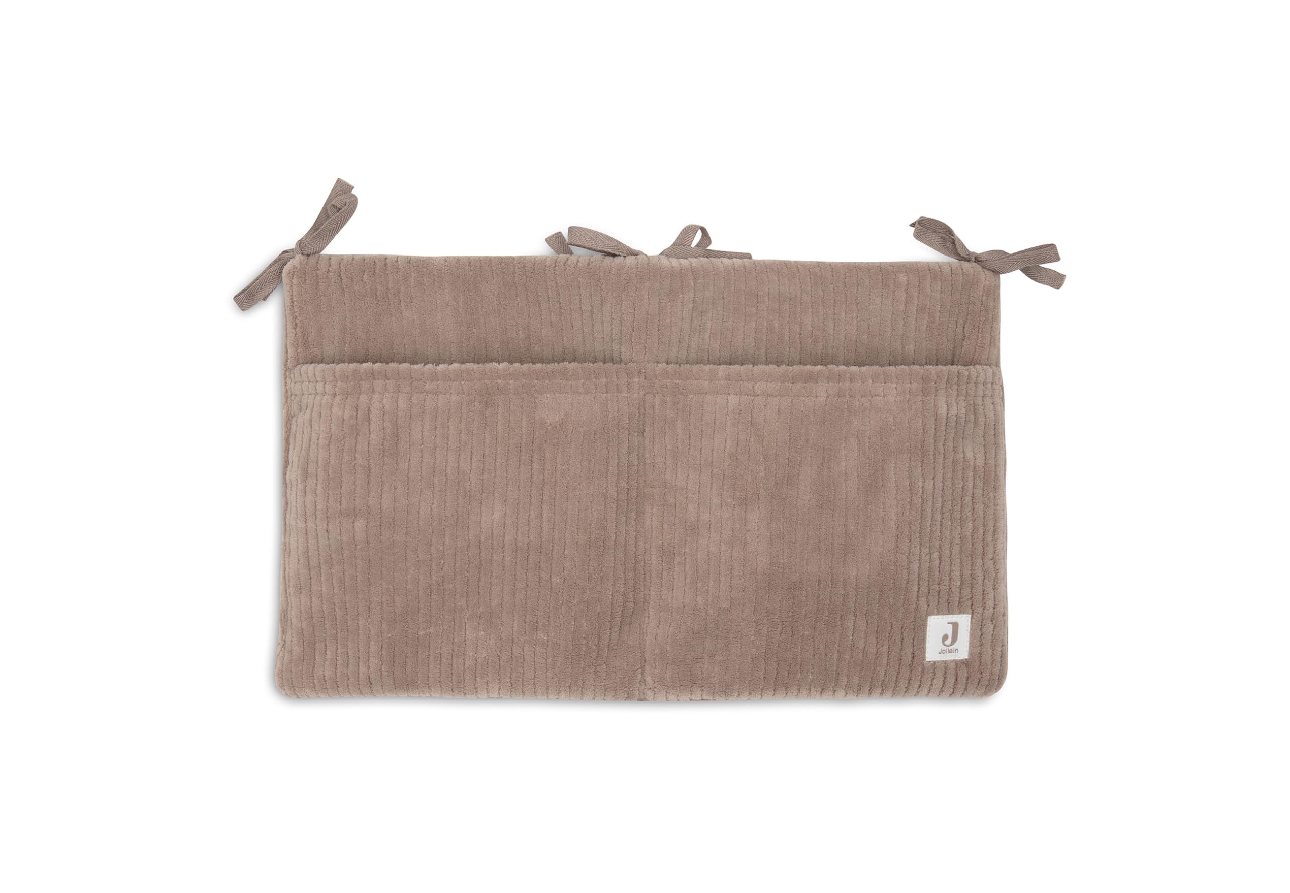 Jollein Cot Storage Bag - Cloudy Rib - Milky Coffee - Nursery Organizer - Toy Organizer with Pockets - 49x30 cm - Cot Accessory