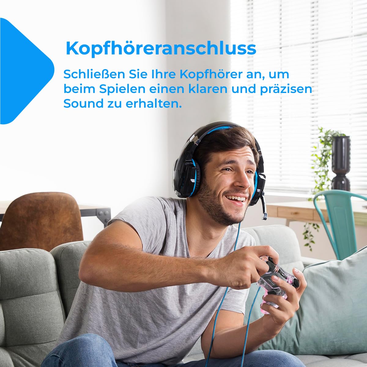 NK Controller für PS4 / PC/Android - Wireless Controller mit 2-Shock, 6 Achsen, 2 MACRO-Tasten, 7 LED-Lichtmodi, Touchpad, Kopfhöreranschluss, Ladekabel inklusive - Transparent Schwarz