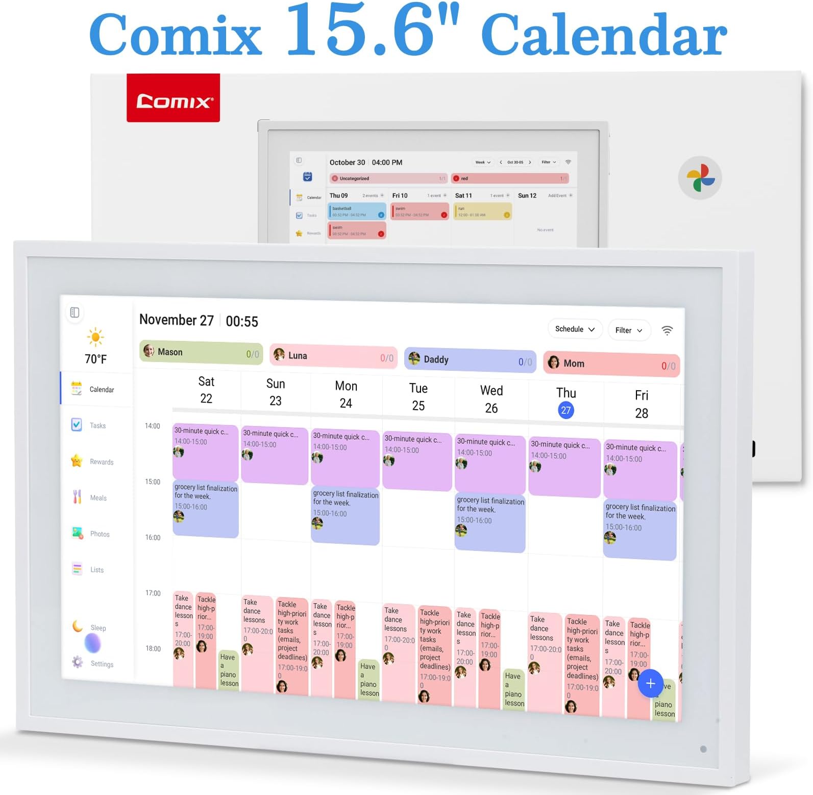 Digital Calendar 15.6" HD Touchscreen Wall & Desk Smart Family Organizer, with Chore Chart, Meal Planner,Achievement Reward& Digital Photo Frame for Family & Office,Gift for Calendar 2026 plan