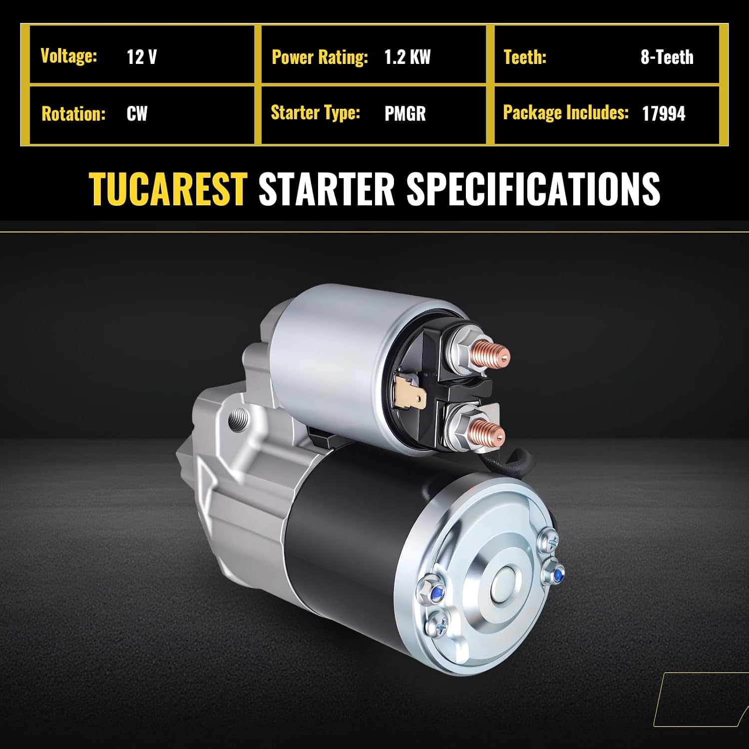 TUCAREST 17994 Starter Fit for 07-10 Ch-rysler Sebring/Do-dge 08-10 Avenger, 07-12 Caliber, 09-20 Journey/Je-ep 07-17 Compass Patriot [OE# 5034555AA R5034555AA M0T32071 SMT0341]