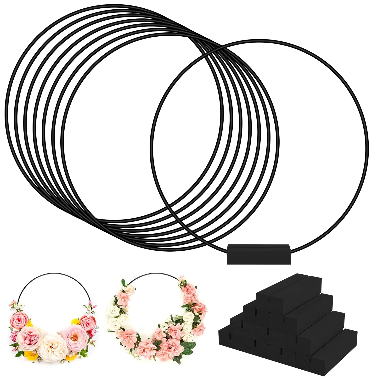 10 Cercles Métal Doré 20 Cm + Supports Bois – Anneaux Macramé Couronne Mariage, DIY Attrape-Rêves & Déco