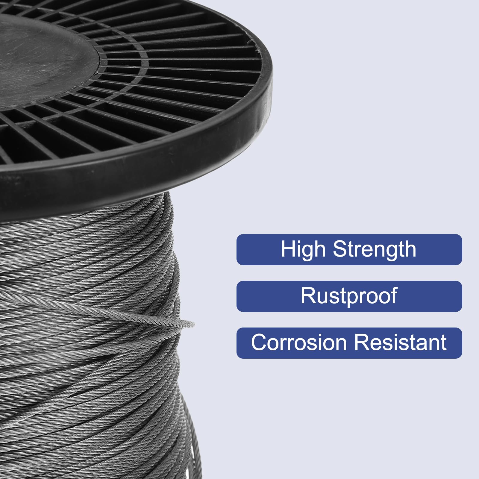 1/16 Inch X 500 Feet 304 Stainless Steel Cable – 7x7 Strand Core Aircraft Wire Rope For Deck Railings, Hanging, And DIY Projects