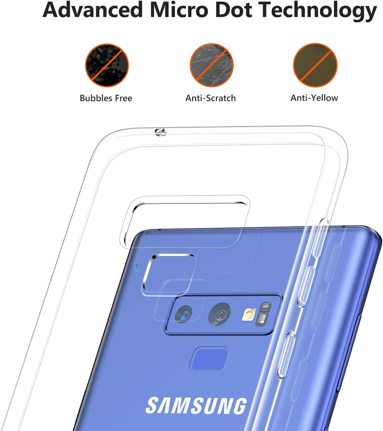 TORRAS Case for Galaxy Note 9, Crystal Clear Ultra Thin Slim Fit Soft TPU Gel Case Cover with Transparent Frame Compatible with Samsung Galaxy Note 9(2018), Clear