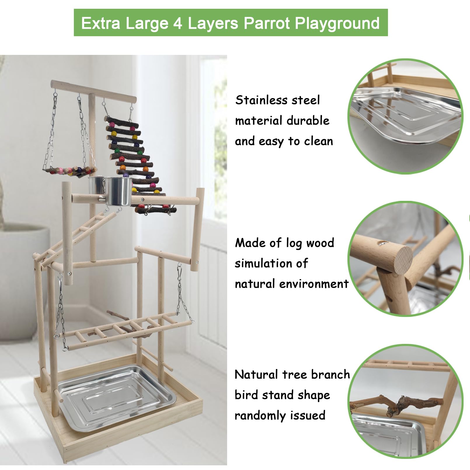 Snapklik.com : 4 Layers Large Bird Playground 32" H Pet Parrot ...