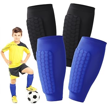 2 Pairs of Children's Shin Pads Football Shin Pads Socks for Football Basketball Cycling Climbing