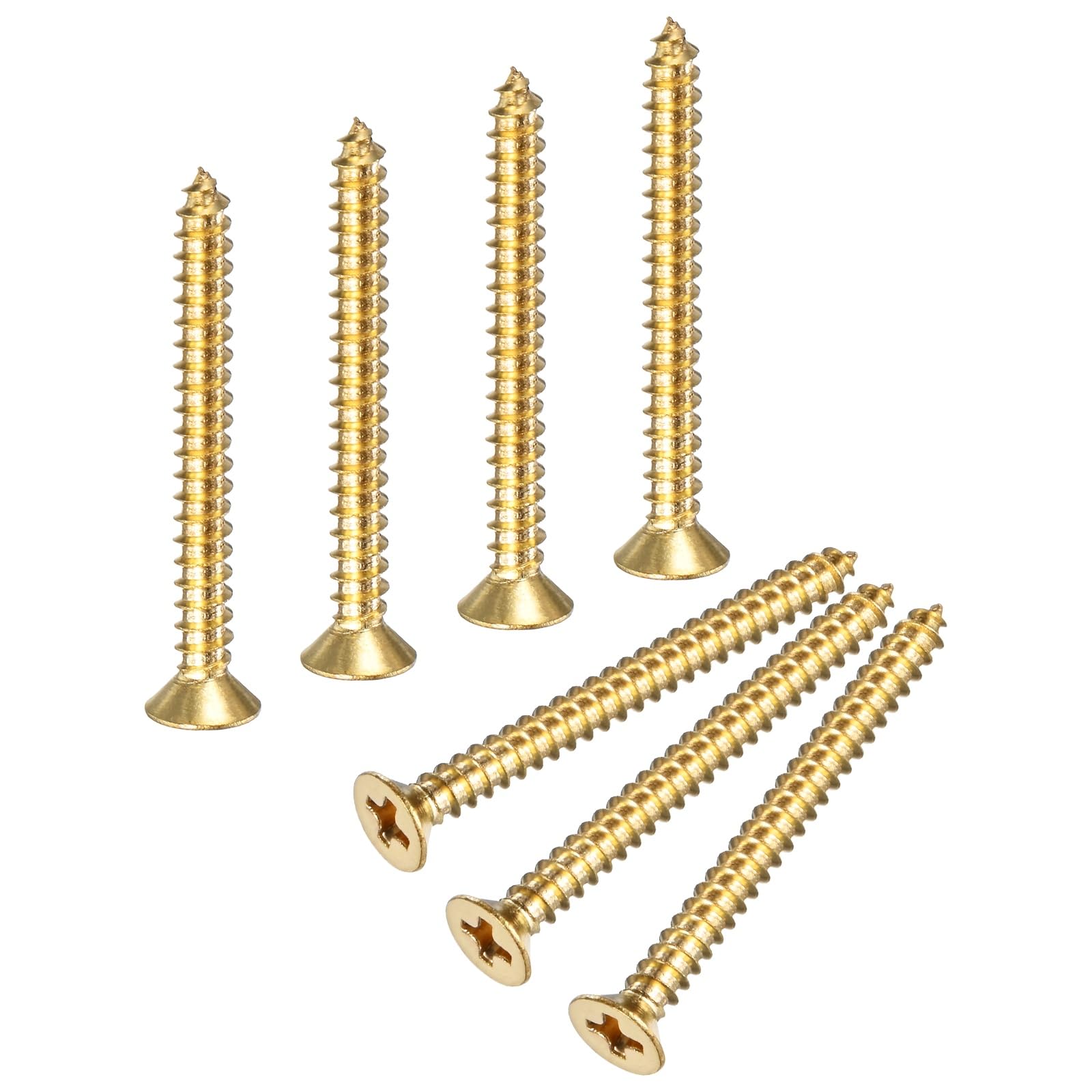 M METERXITY 50-Pack Brass Wood Screws M3.5 x 30mm Phillips Flat Head Self-Tapping Screw Connector Fasteners for Door Hinges/Woodworking/Furniture Repair/Gardening/DIY Crafts Decorative Screws