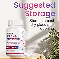 Vista 8 de Sublingual 99% Ultra Pureza 950 mg Trans-Resveratrol, Suplemento de resveratrol – Máximo antioxidante para anti-envejecimiento, piel y salud