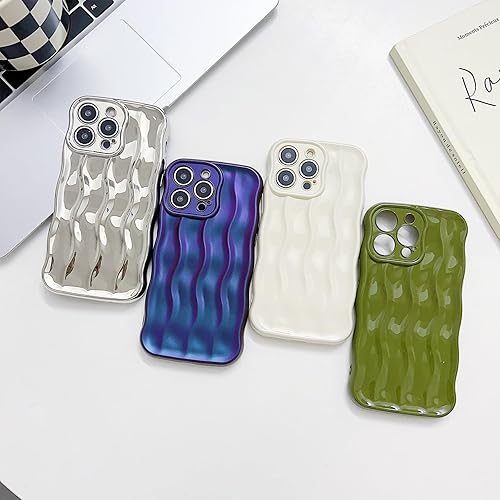 Miniatura 7 de Sayoaho Diseñada para iPhone 14 Pro Max, diseño de ondas de agua, bonita funda de moda con forma de onda para mujeres y hombres, suave protección a