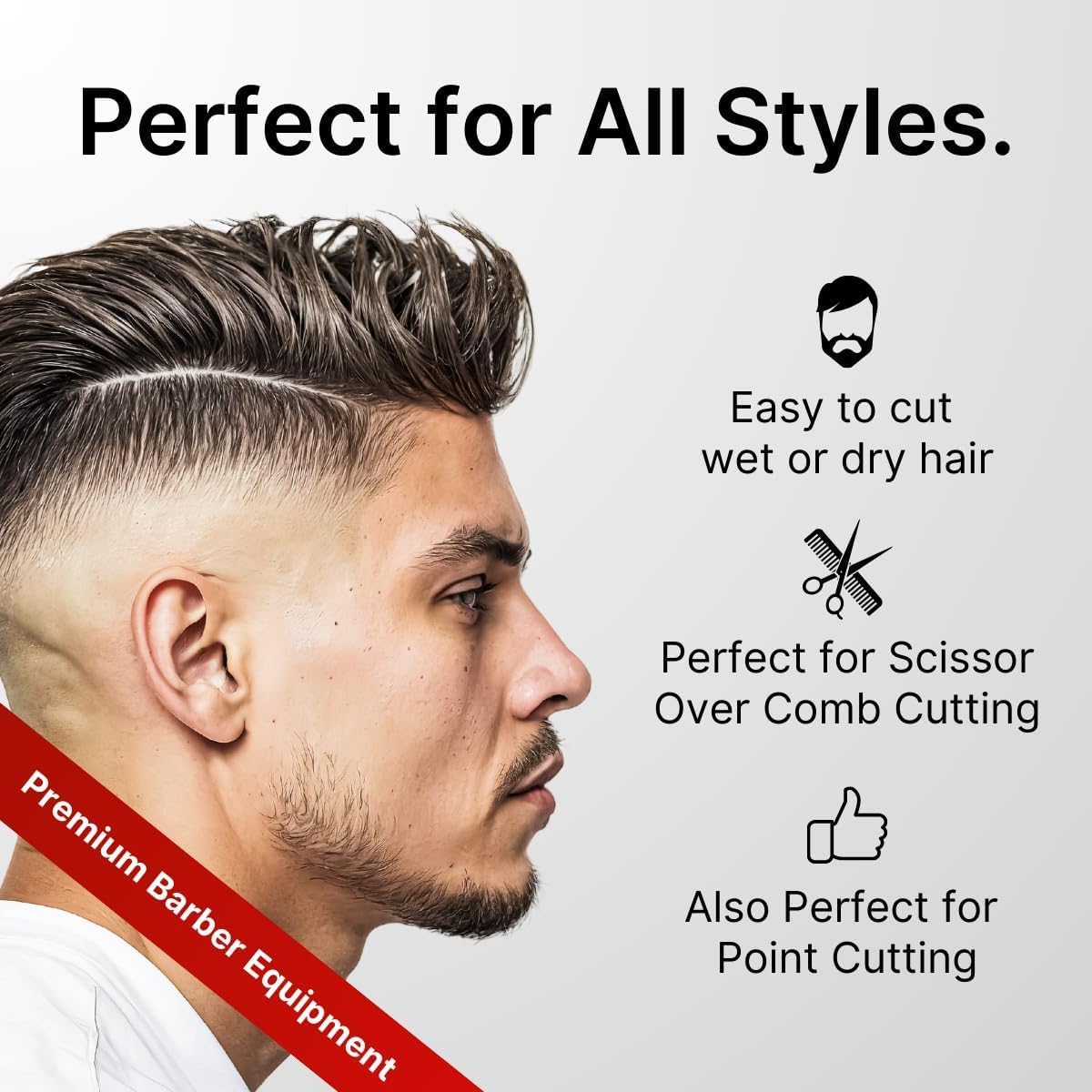 H&S GoldBlack Series Professional Hair Cutting Scissors | Premium Japanese Stainless Steel | 7.5” Hair Shears, Barber Accessories & Hair Salon Supplies | Beard & Moustache Grooming