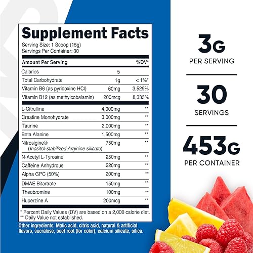 Miniatura 2 de Nutricost Complejo pre-entrenamiento pre-C con creatina (ponche de fruta  30 porciones) en polvo - Boost Fintess Rutinas, 15.98 oz