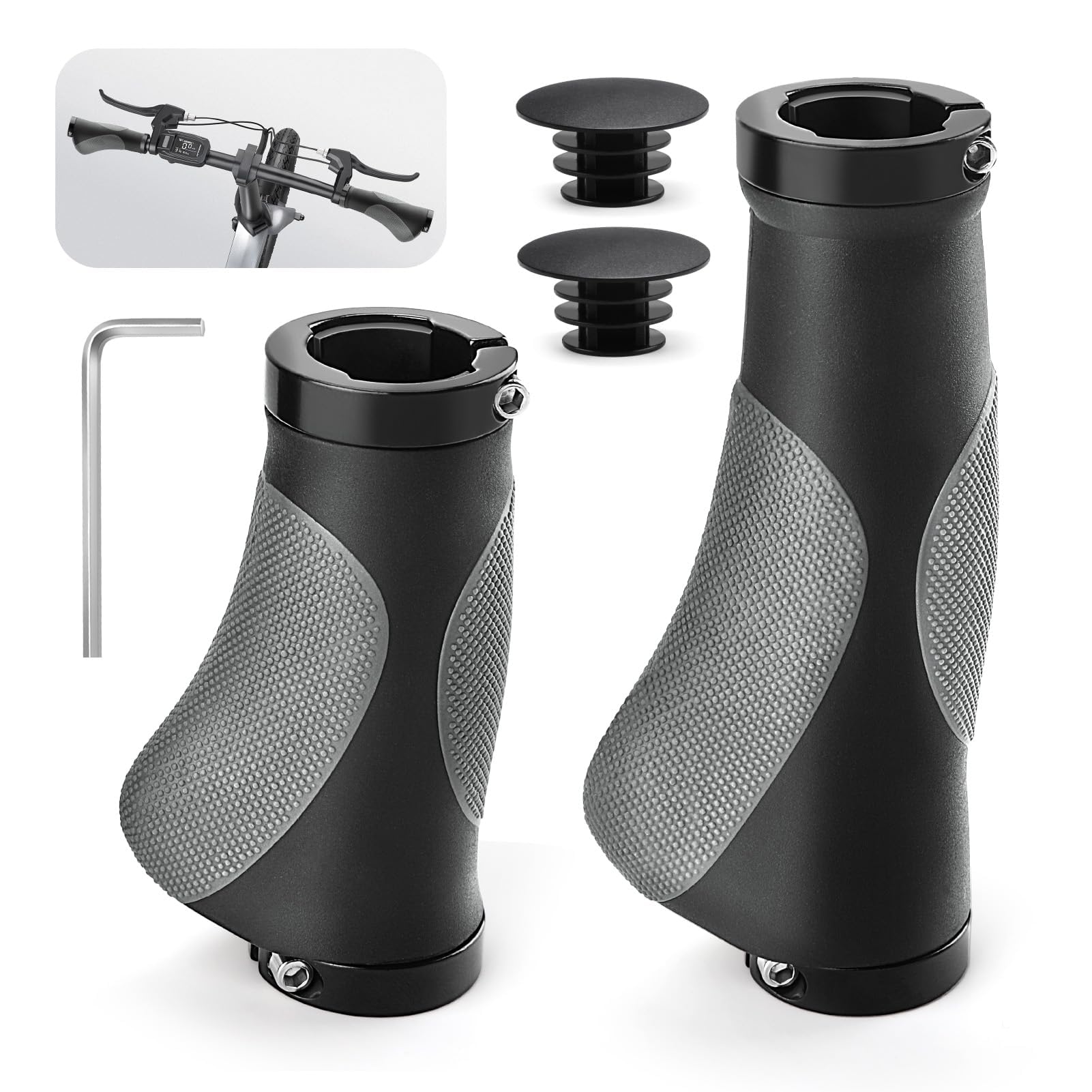 GlasFlength Fahrradgriffe Ergonomisch, MTB Fahrrad Griffe Lenkergriffe Mountainbike Griffe Fahrrad Doppel-Lock-On-Design Ergonomische Fahrradgriffe 22mm Geeignet für Urban Fahrräder Scooter E-Bike