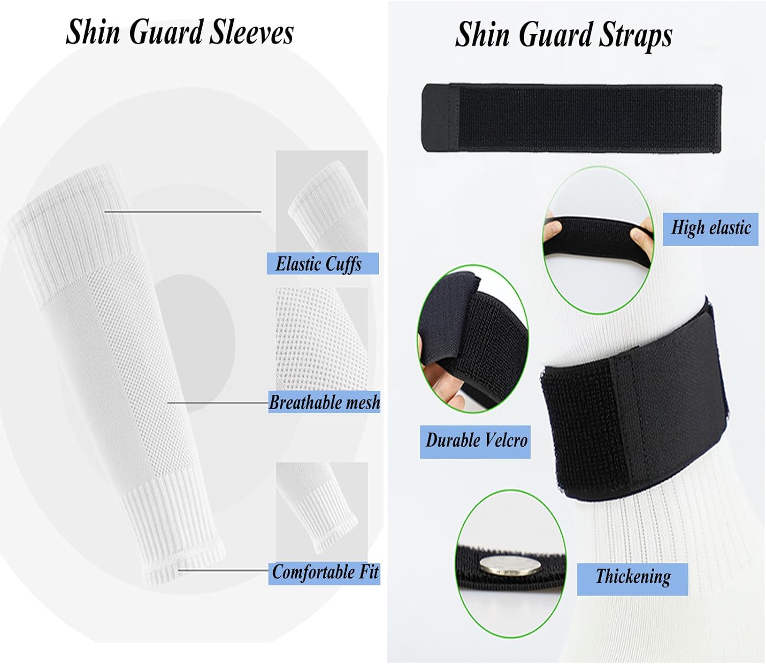 Men's Soccer Non Skid Ball Socks Anti Slip Grip Non Slip Socks, Shin Guard Sleeves, With Or Without Guard Straps for Football - Image 4