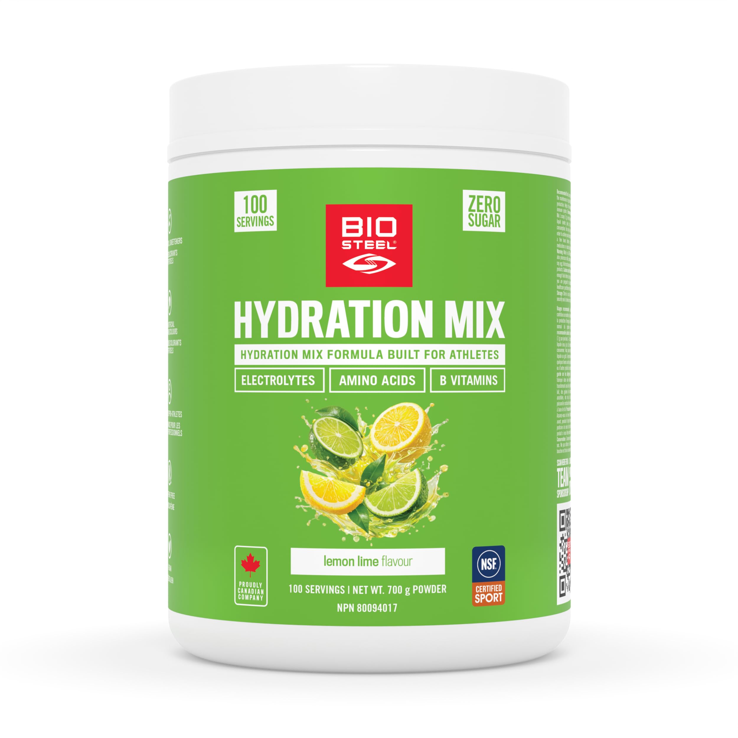 BioSteel Electrolyte Hydration Mix, Lemon Lime, 100 Servings 1.54 Pound (Pack of 1)