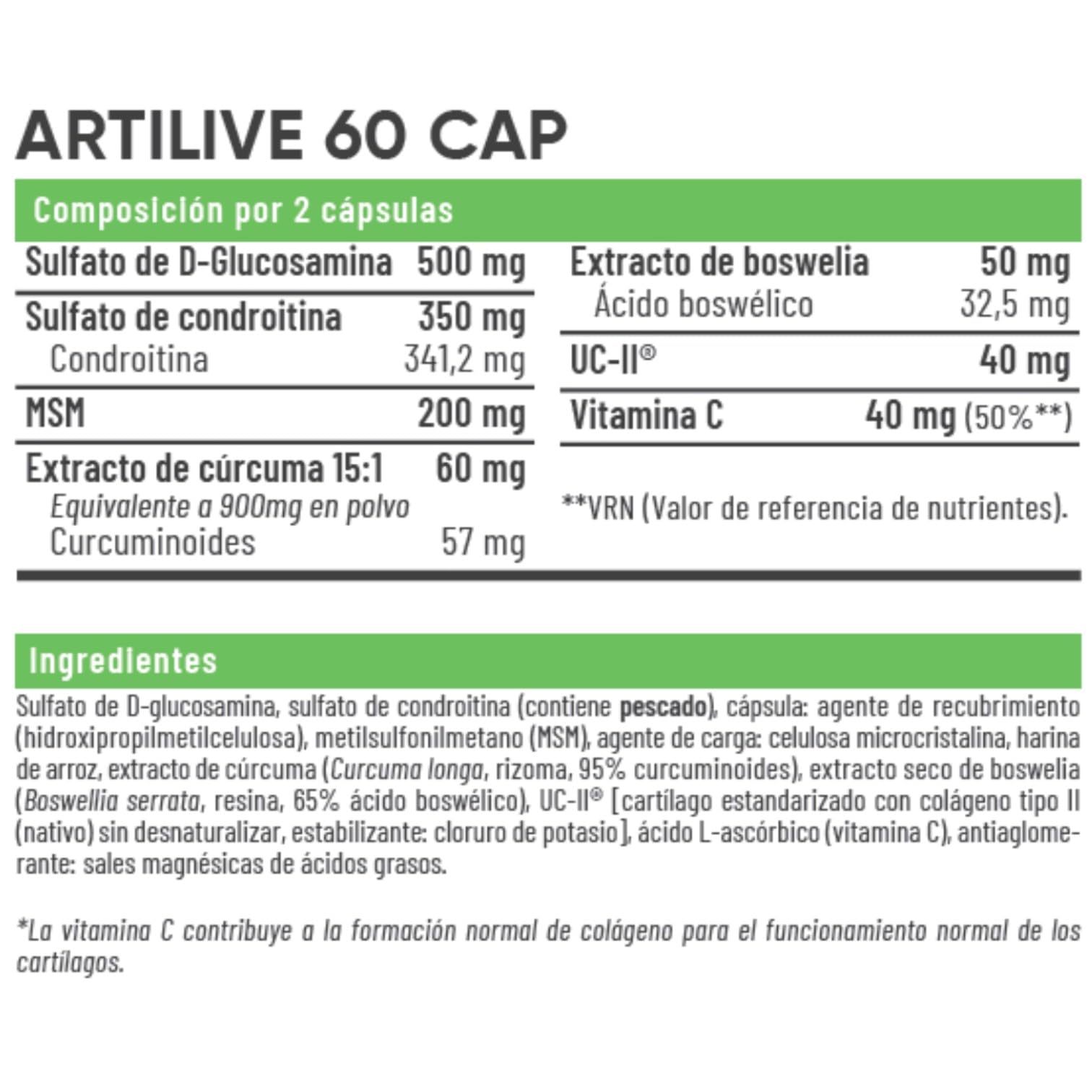 Artilive 60 Cápsulas – Glucosamina, Condroitina, MSM, Cúrcuma, Boswellia, Colágeno UC‑II® – Suplemento para Articulaciones y Cartílagos – Movilidad y Flexibilidad