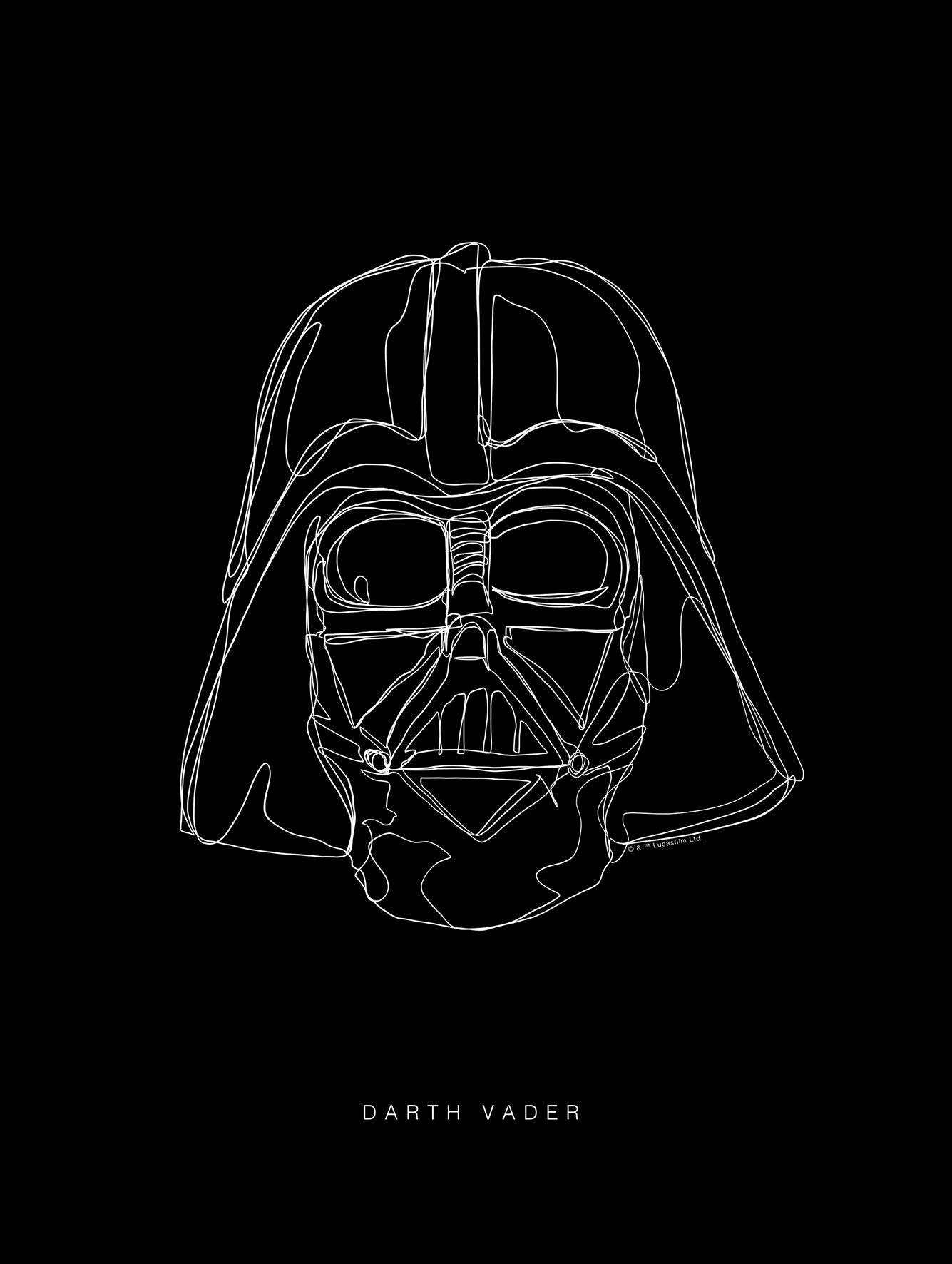 Komar Wall Picture | Star Wars Lines Dark Side Vader | Children's Room Decoration Art Print | No Frame | WB099-30x40 | Size: 30 x 40 cm (Width x Height)