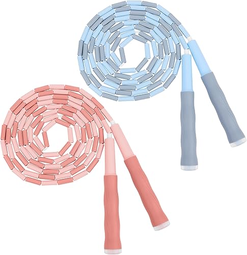 Coolrunner Cuerda de saltar mejorada de 9 pies para niños, 2 cuerdas de saltar suaves con cuentas suaves y antideslizantes, cuerda de salto