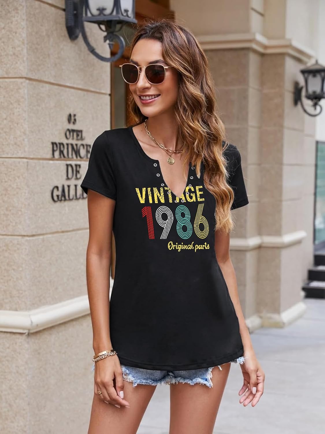 40th Birthday Gift Shirts for Women Vintage 1986 Shirts Retro Birthday Party Top Casual Short Sleeve Tee Tops - Image 5