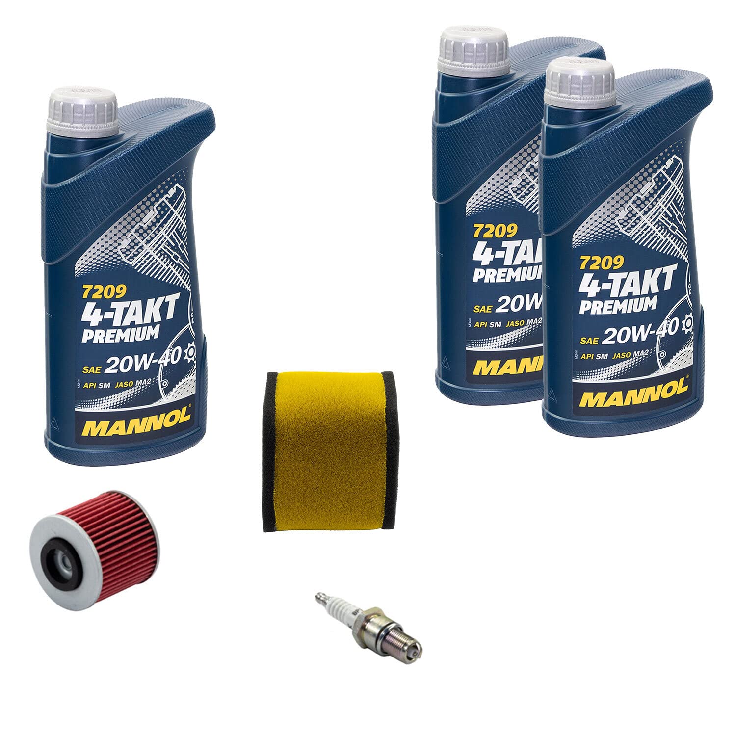 Wartungspaket Öl 3L + Luftfilter + Ölfilter + Zündkerze für Yamaha XT 500 XT500 1U6 Baujahr 1976-1989