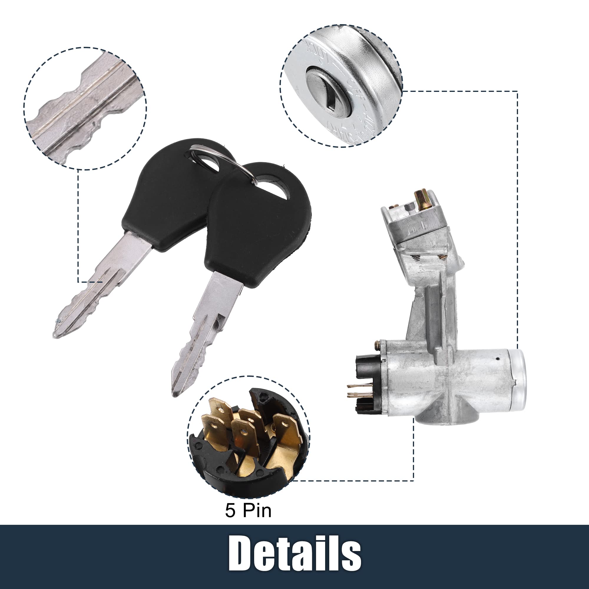 A ABSOPRO 1 Set Cilindro Blocco Interruttore Accensione con Chiavi 48700-02W00 per Nissan
