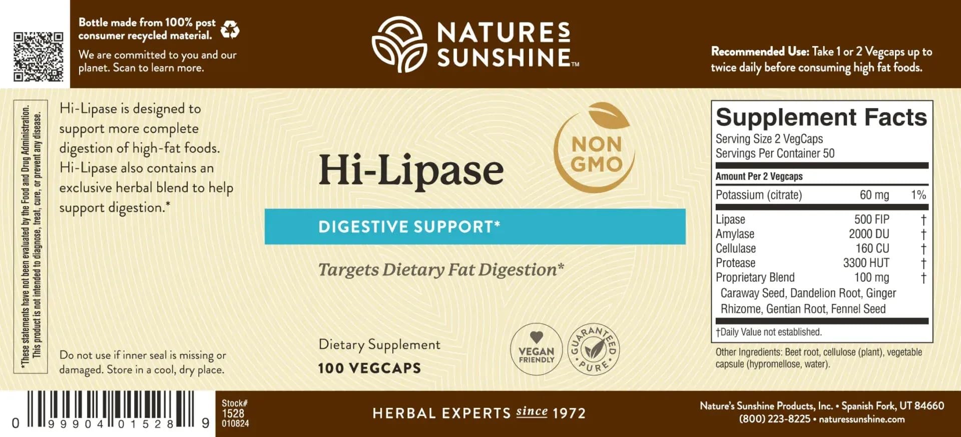 Nature's Sunshine Hi-Lipase - Naturally Supports the Digestive System and aids in the Digestion of Food (100 Capsules) — Amazon image 5