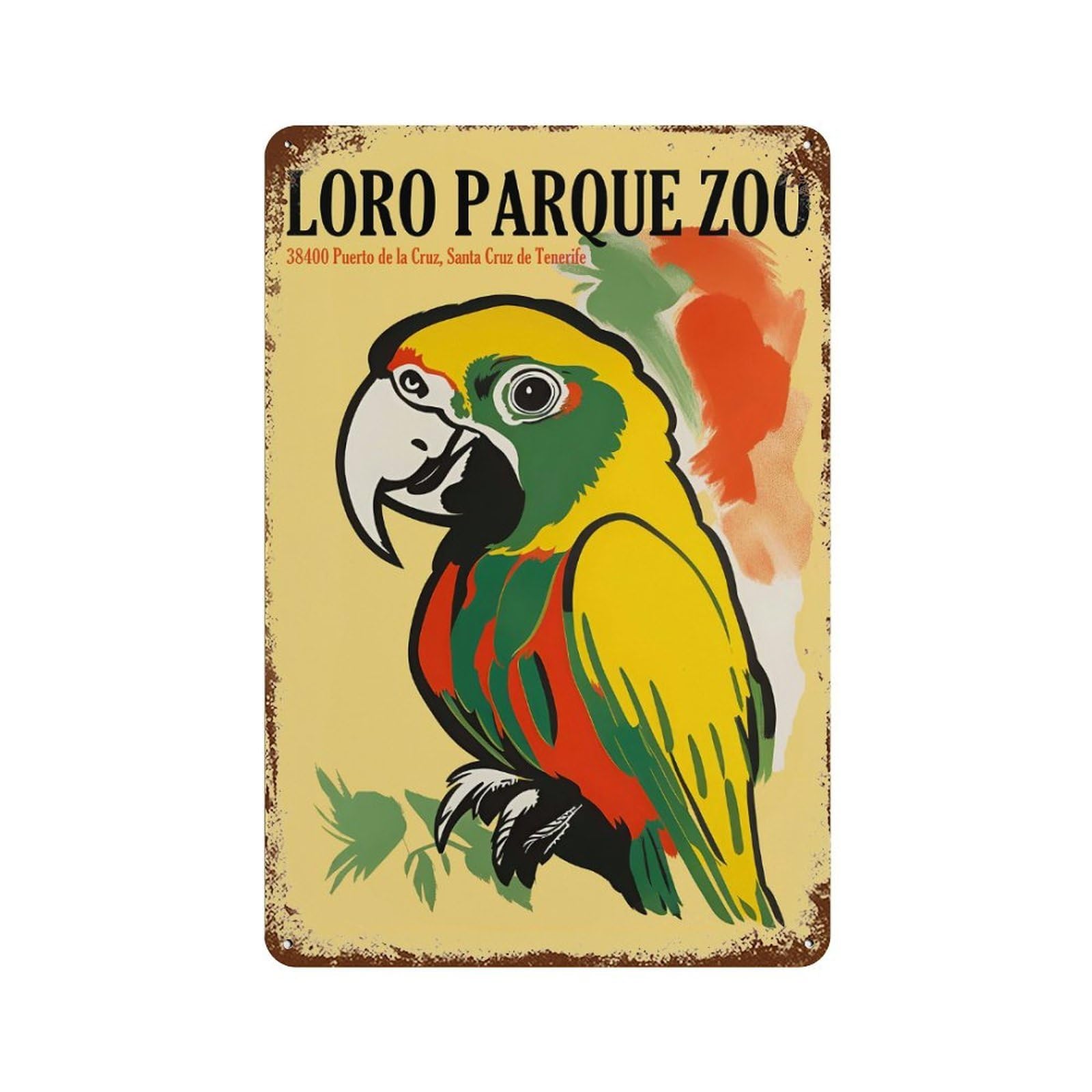 Garage Style Loro Parque Zoo Vintage Poster Distressed Metal Wall Sign 11.8"x7.9", Farmhouse Wall Decor for Bar And Workshop