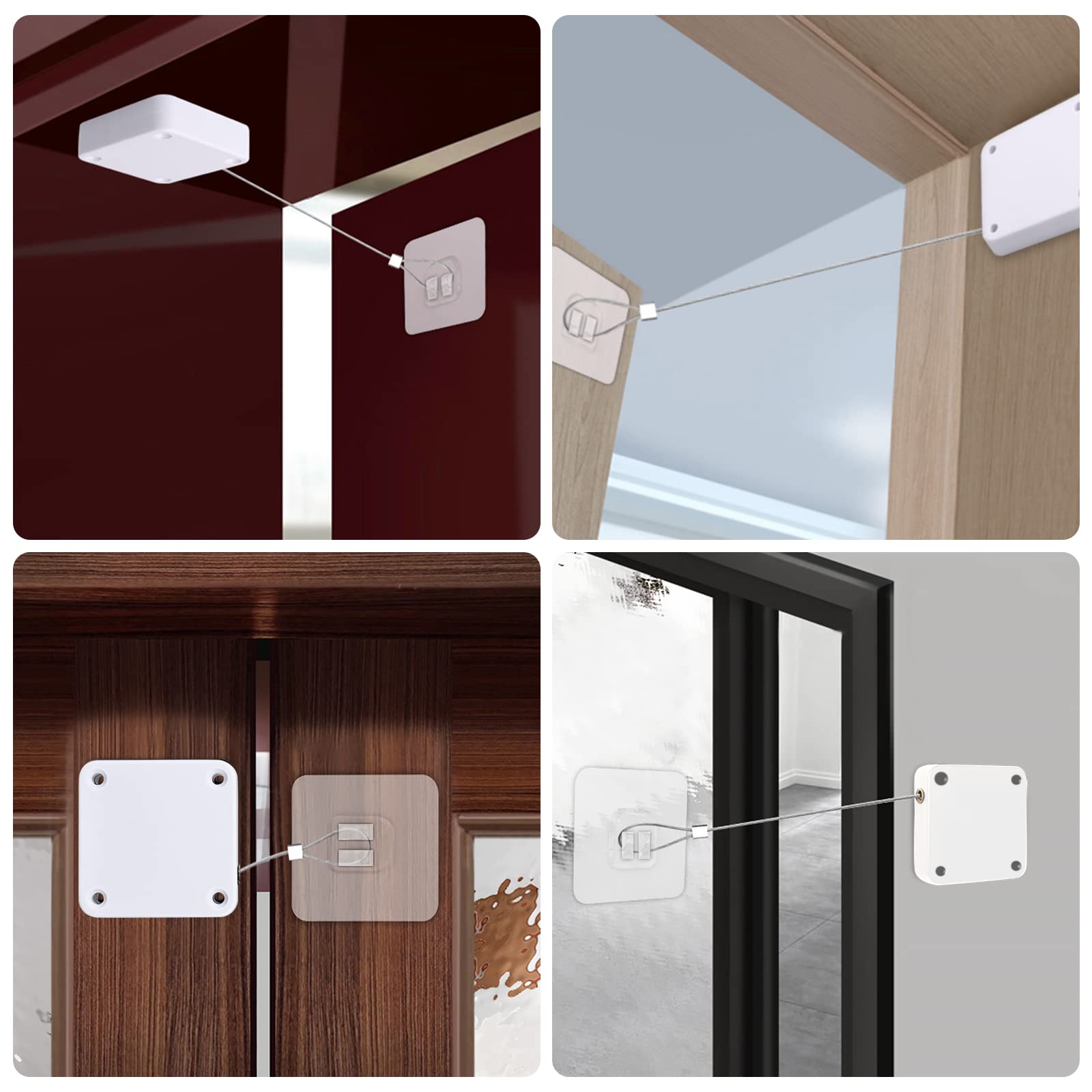 Chiudiporta Automatico Senza Foratura - 3 Pezzi Con Cordoncino Per Porte Scorrevoli E Interne (500g, 800g, 1000g) - Foto 5