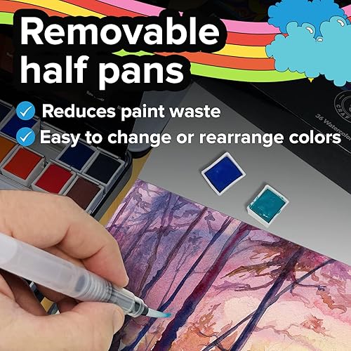 Miniatura 6 de Juego de 36 acuarelas profesionales para adultos, 36 acuarelas para adultos, paleta de colores, paleta de acuarela con bolígrafo de pincel, pinturas