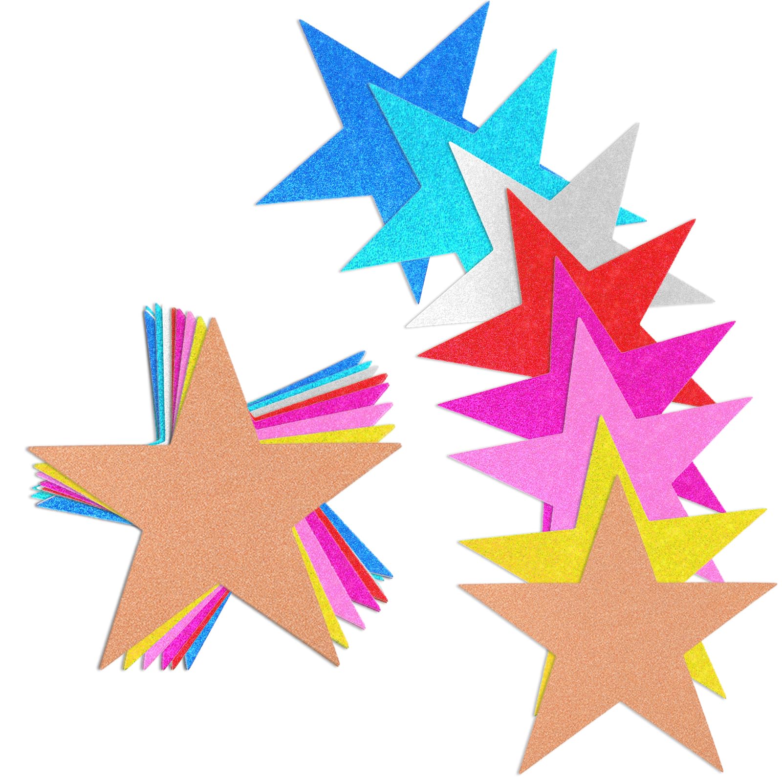 40 Pcs Glitter Star Cutouts 6 Inch Paper Stars Decorations Star Confetti Classroom Decor Star Wall Confetti Cutouts for Christmas Classroom Bulletin Board Decorations(8 Colors)