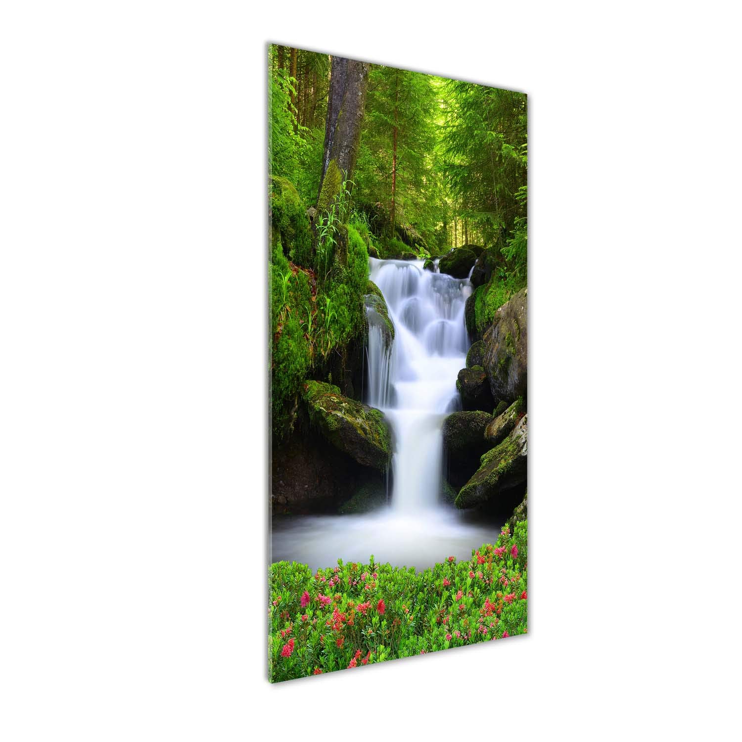 Peinture sur verre 50x125 cm Tulup, tableau cascade idéal pour agrandir un mur